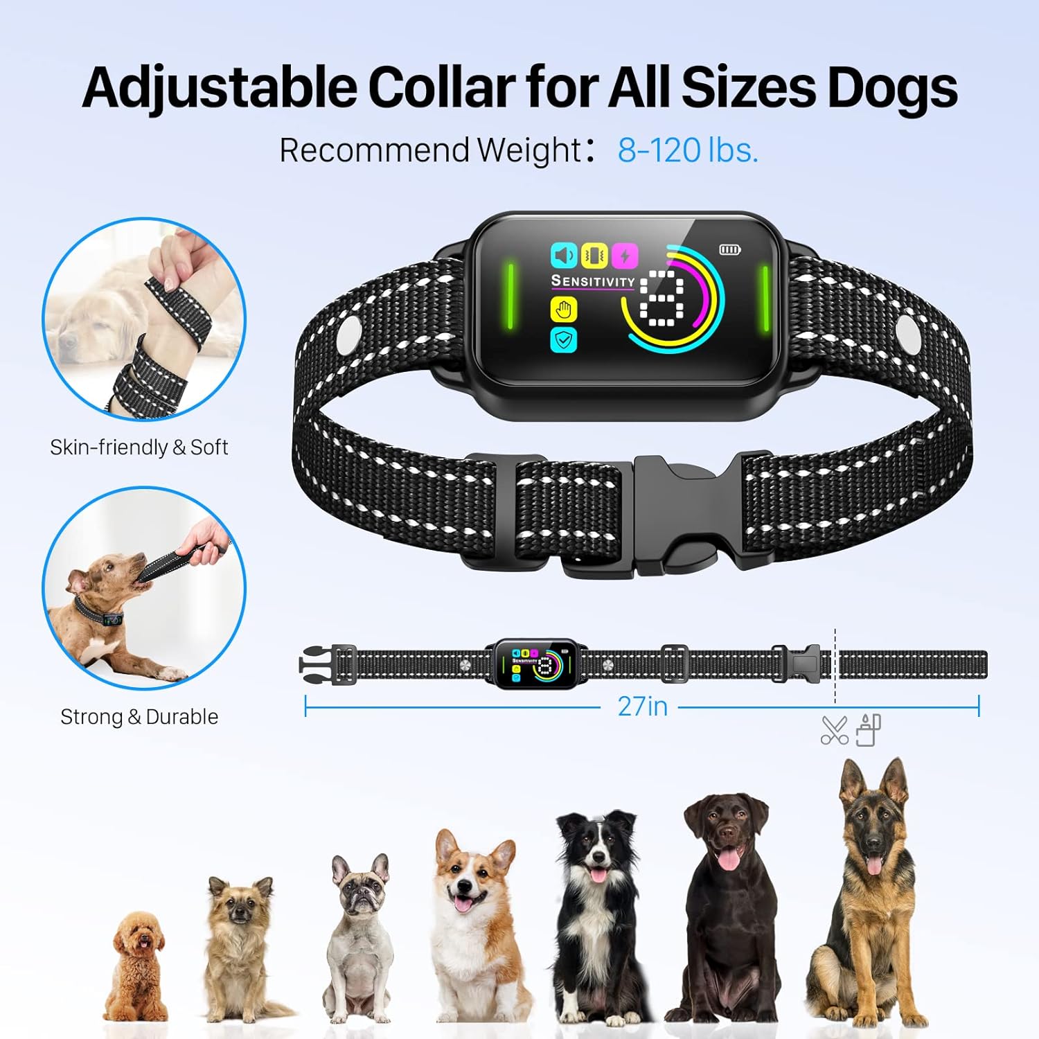 bark collar features dog sizes