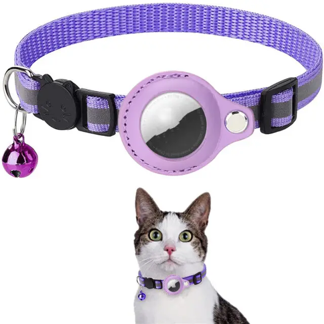 Reflective Pet Collar For Holding Airtags